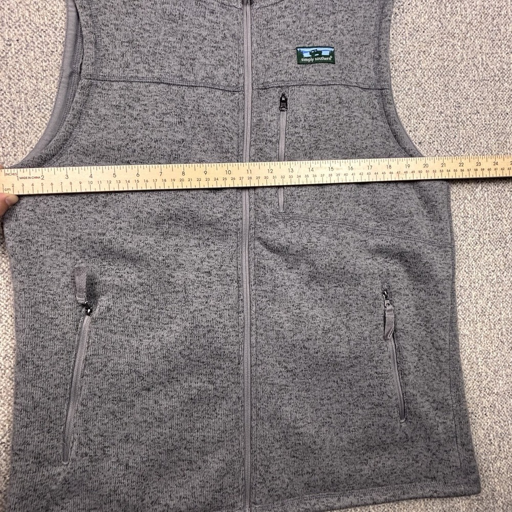 Simply Southern Sweater Vest Men's Large Gray Preppy Fleece Lined Golf Pockets - Picture 5 of 6